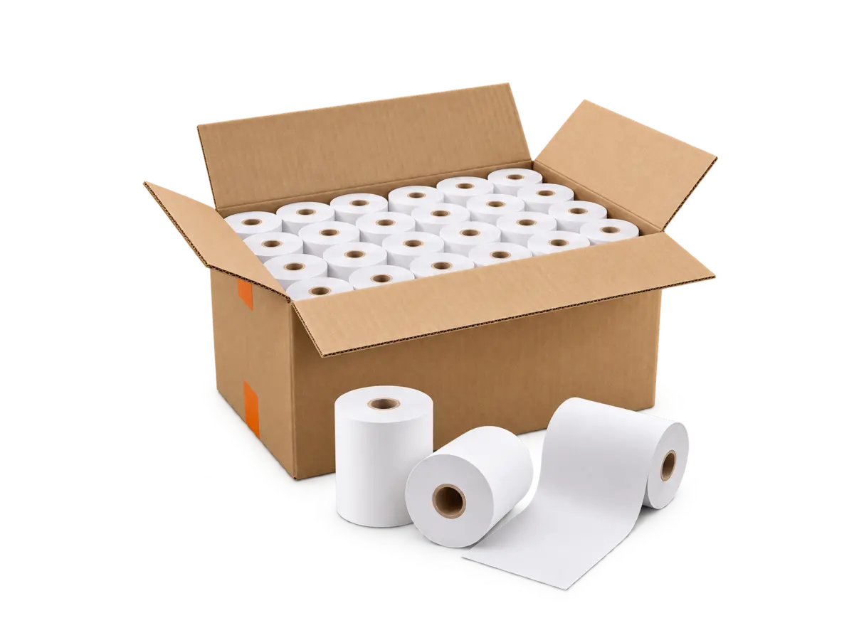 Rollos de papel térmico 80 mm por 60 m caja de 60 unidades